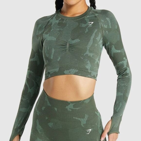 Gymshark Camo Adapt Seamless Long sleeve Top Sz L - Picture 1 of 8